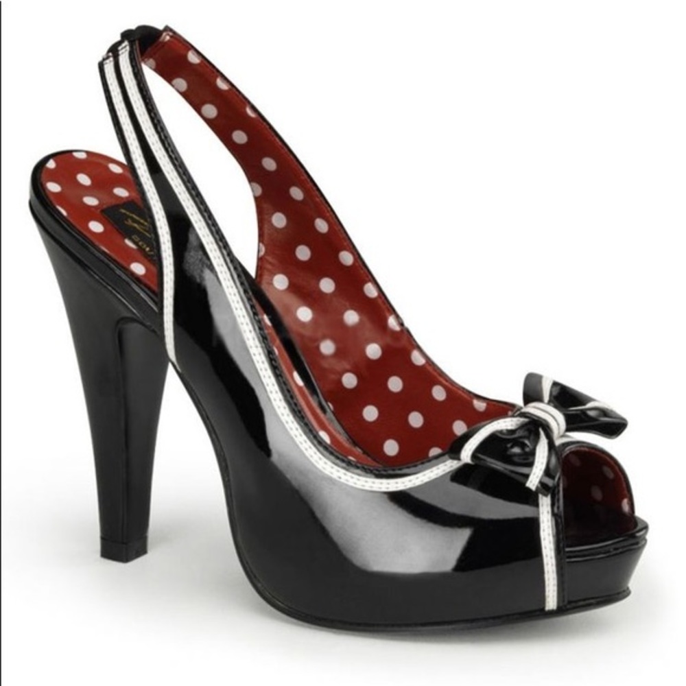 Moschino Slingback Peep toe Platform Heels In Black Size 8